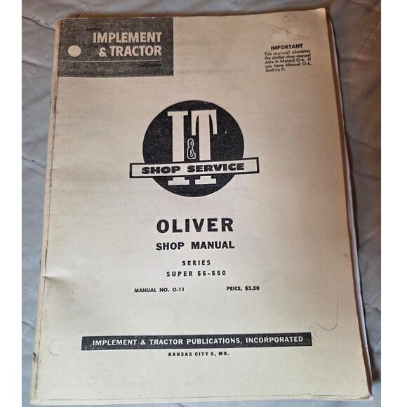 I & T Shop Service OLIVER Manual Series 55-550 Manual No. 0-11 - Picture 1 of 4